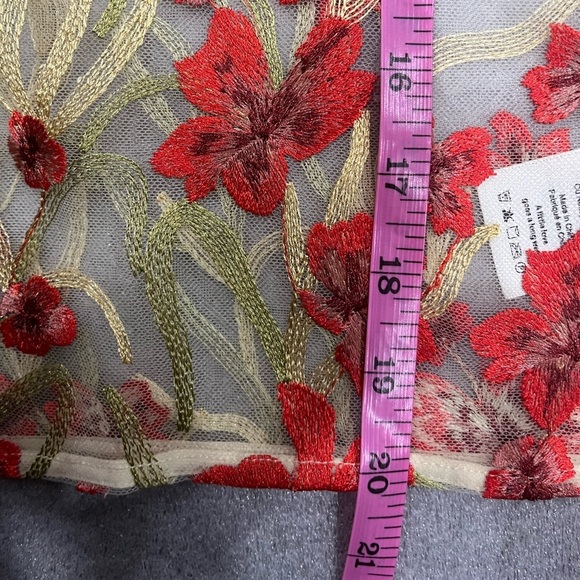 [XXS]Aritzia Little Moon Hoya Scarlet Poppy Floral Embroidered Sheer Top Blouse - Picture 5 of 7